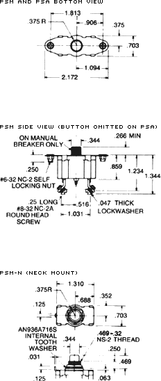 Views of PSA, PSM, PSM-N circuit breakers